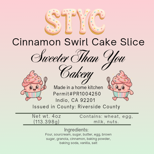 Cinnamon Swirl Cake Slice